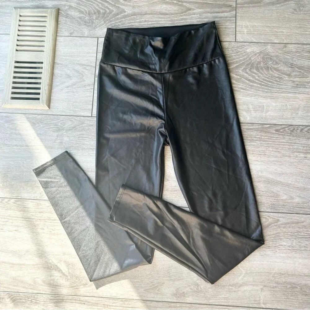 Sakkas Faux Leather High Waist Leggings Made In Usa